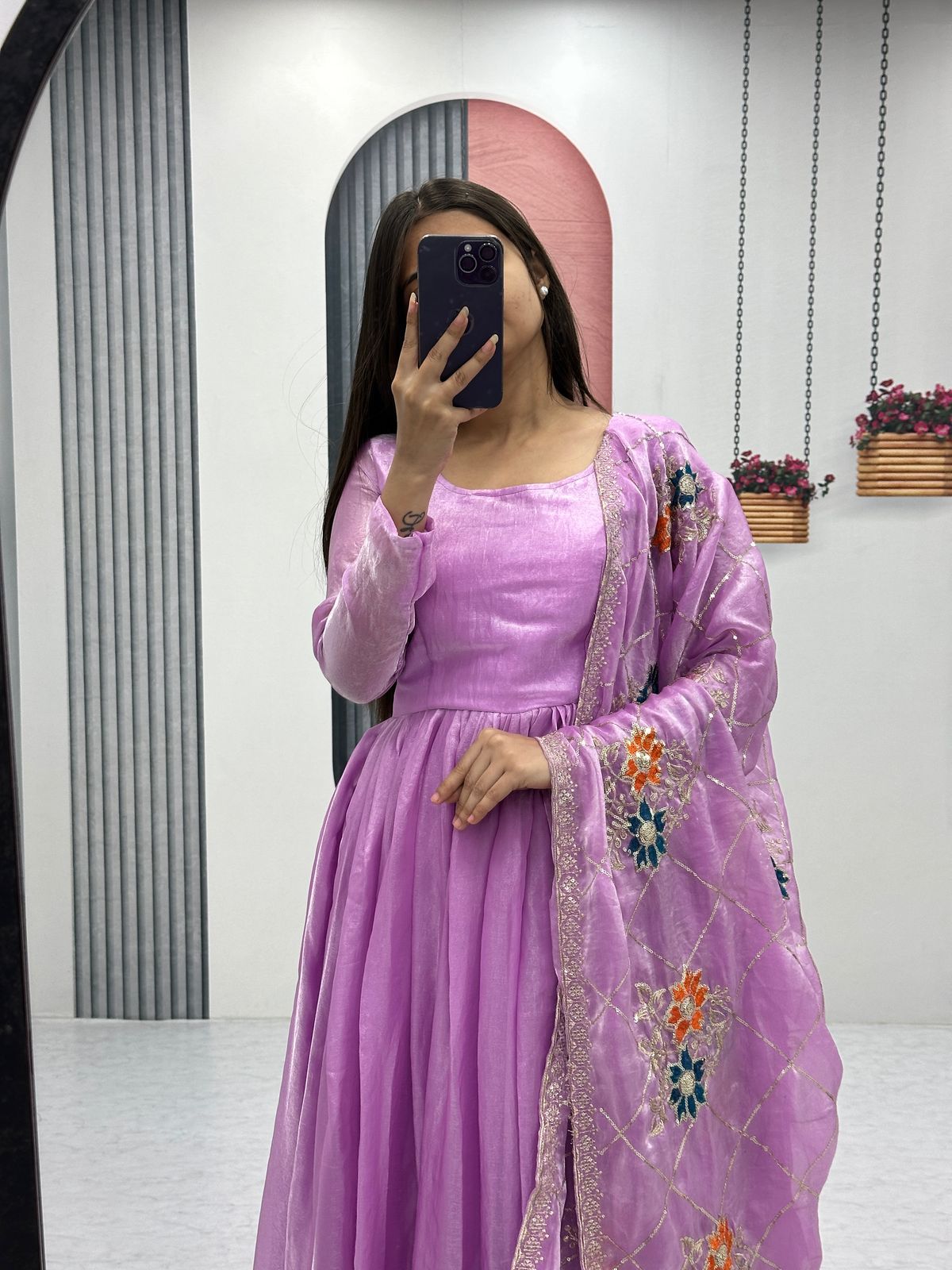 Elegant Fendy Fabric Gown with Dupatta