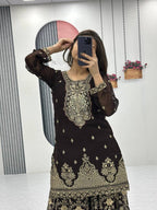 Georgette Embroidery Work Readymade Plazzo Suit