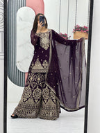 Georgette Embroidery Work Readymade Plazzo Suit