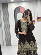 Georgette Embroidery Work Readymade Plazzo Suit