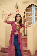 Bandhani Print Kurti in Georgette with Kutchi Embroidery