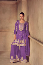 Bandhini Print Zari Embroidered Sequins Palazzo Suit