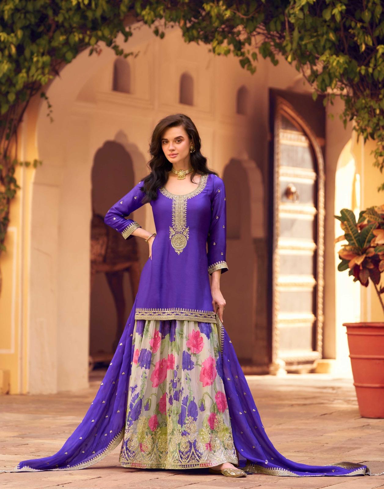 Women's Chinon Fabrics Unstitch Suit