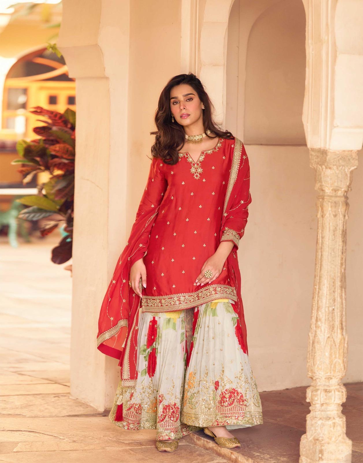 Women's Chinon Fabrics Unstitch Suit