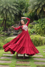 Navratri Maroon Kutchi Embroidered Gown