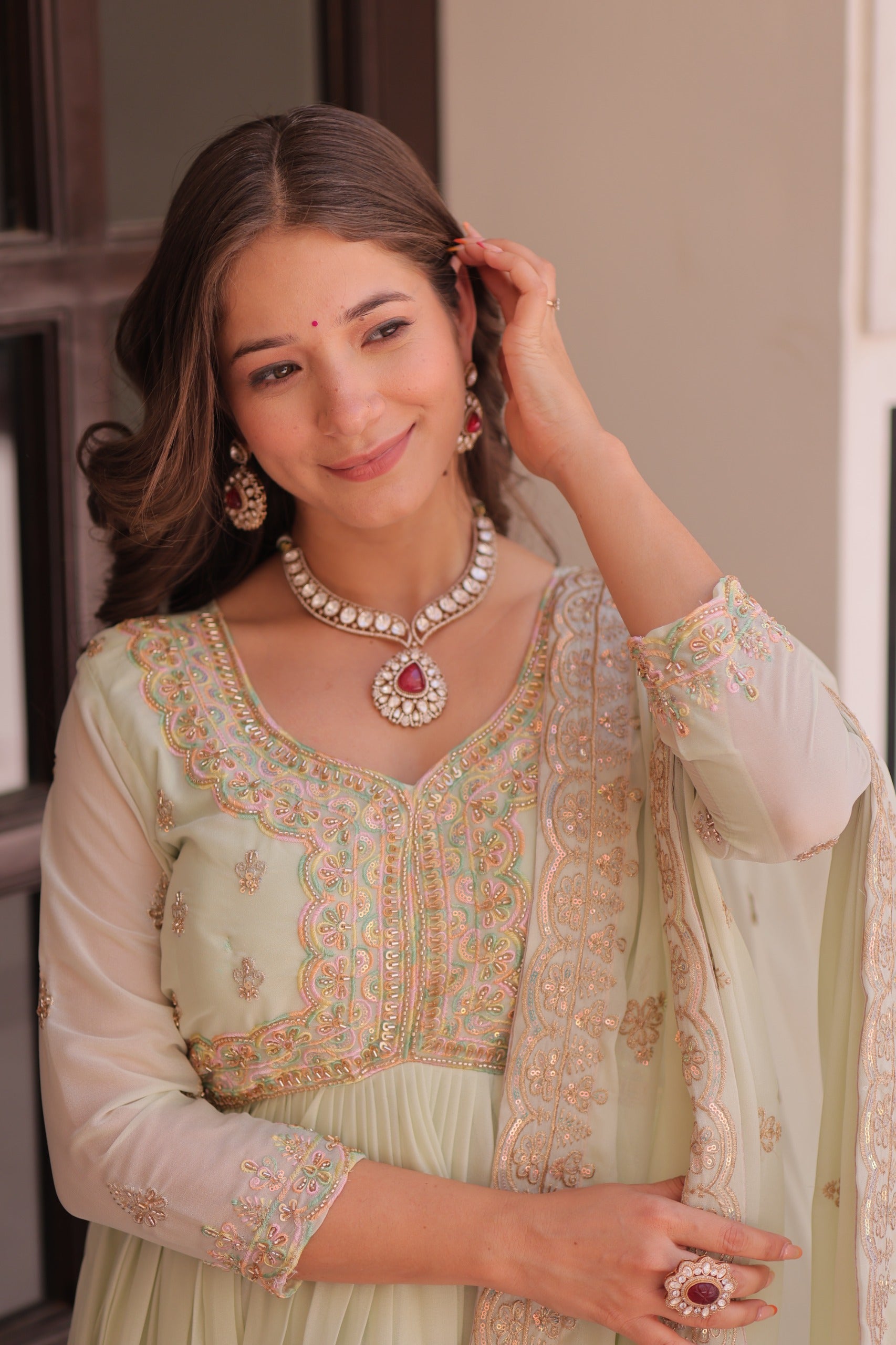 Floral Embroidery Anarkali Set