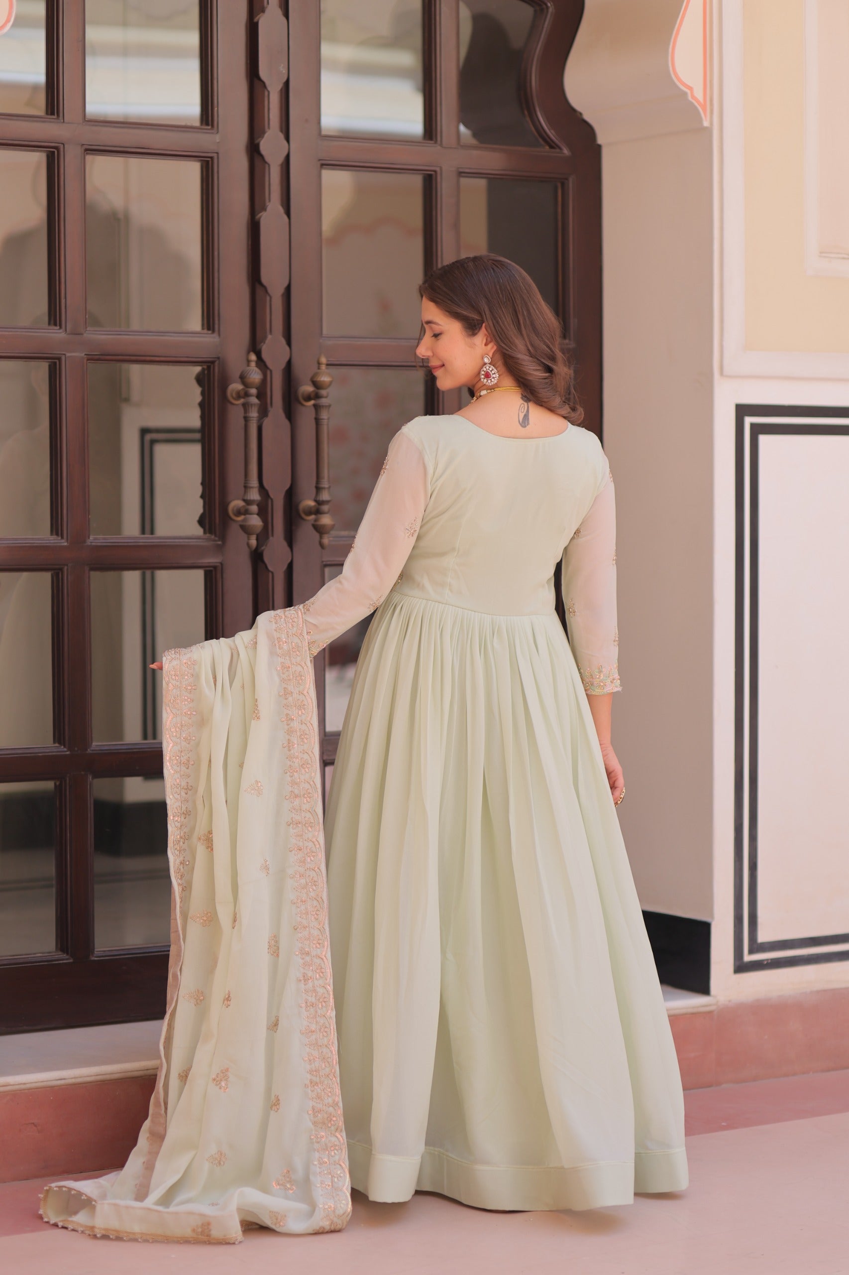 Floral Embroidery Anarkali Set