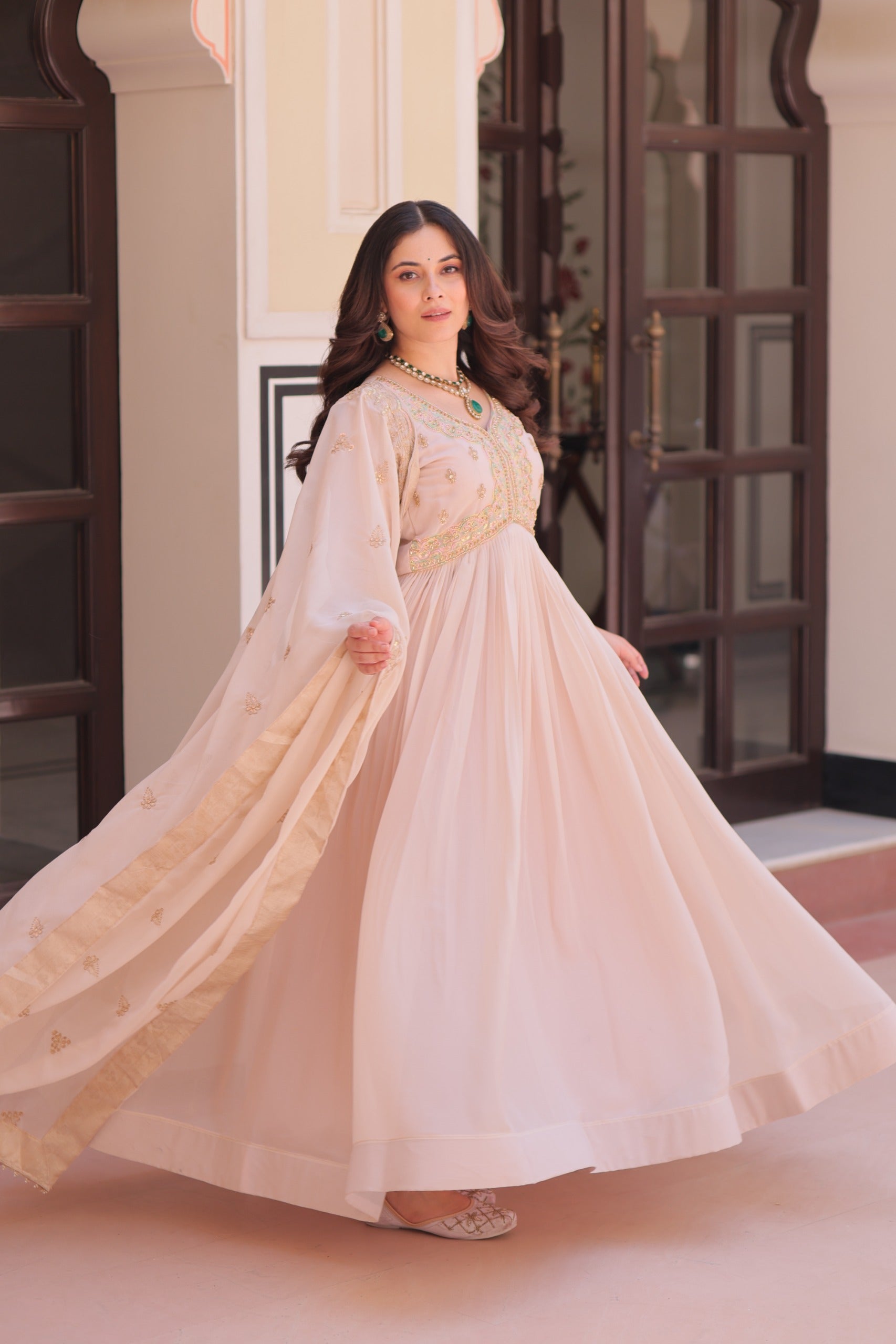 Floral Embroidery Anarkali Set