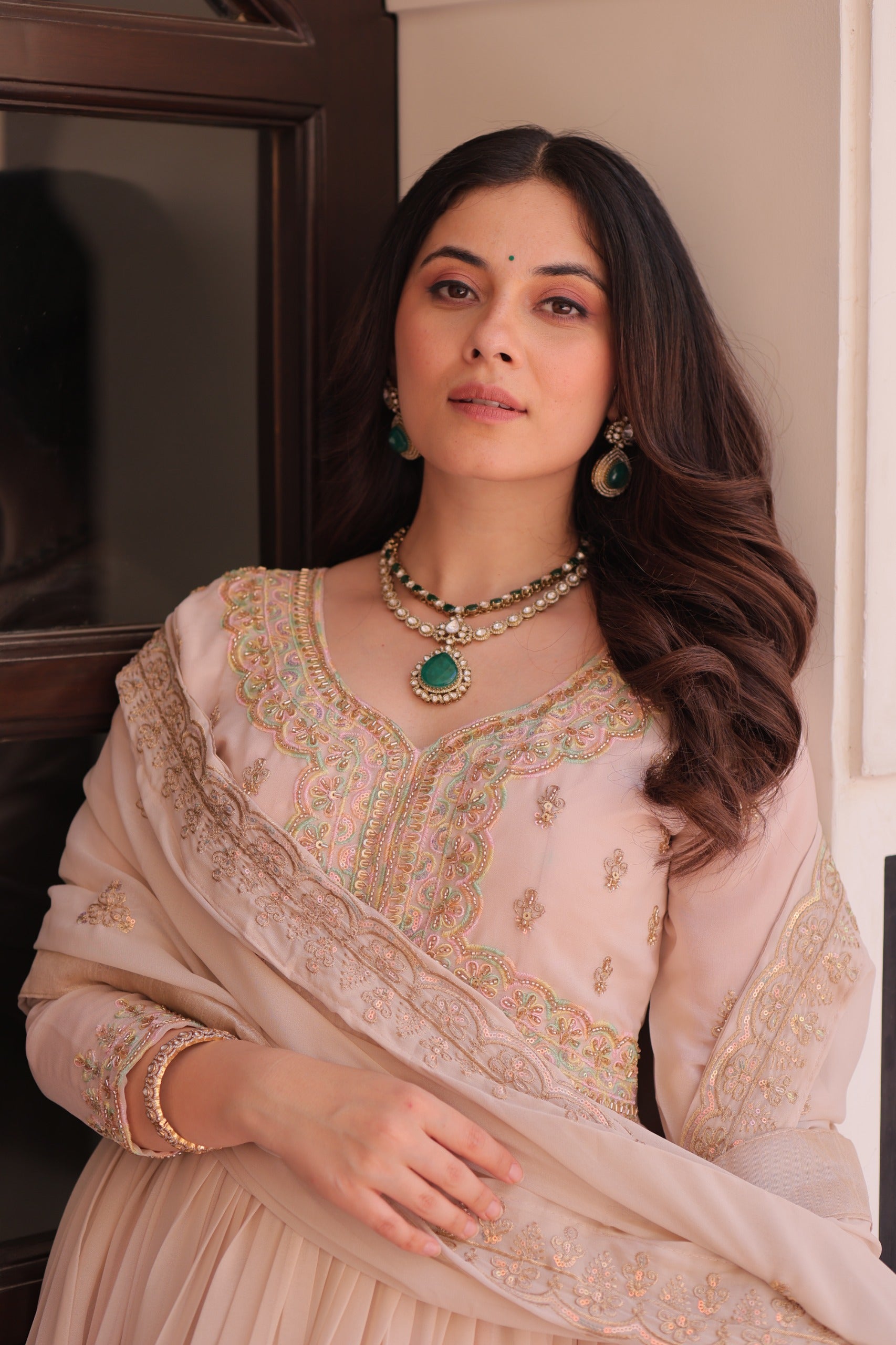 Floral Embroidery Anarkali Set