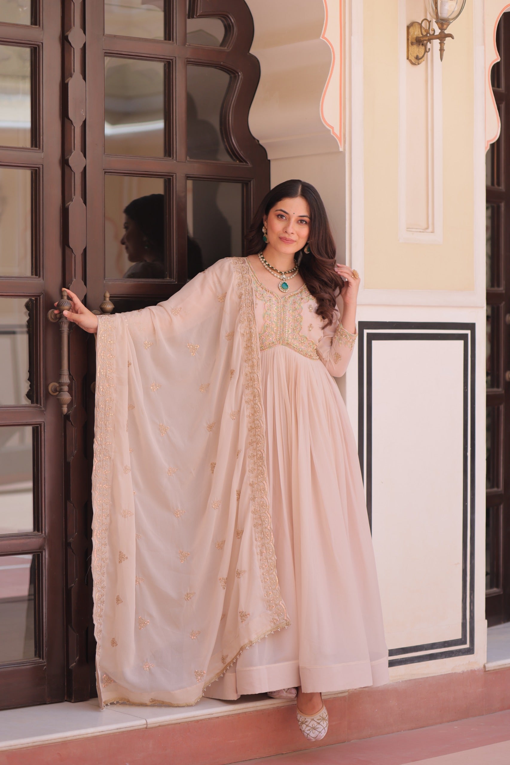 Floral Embroidery Anarkali Set