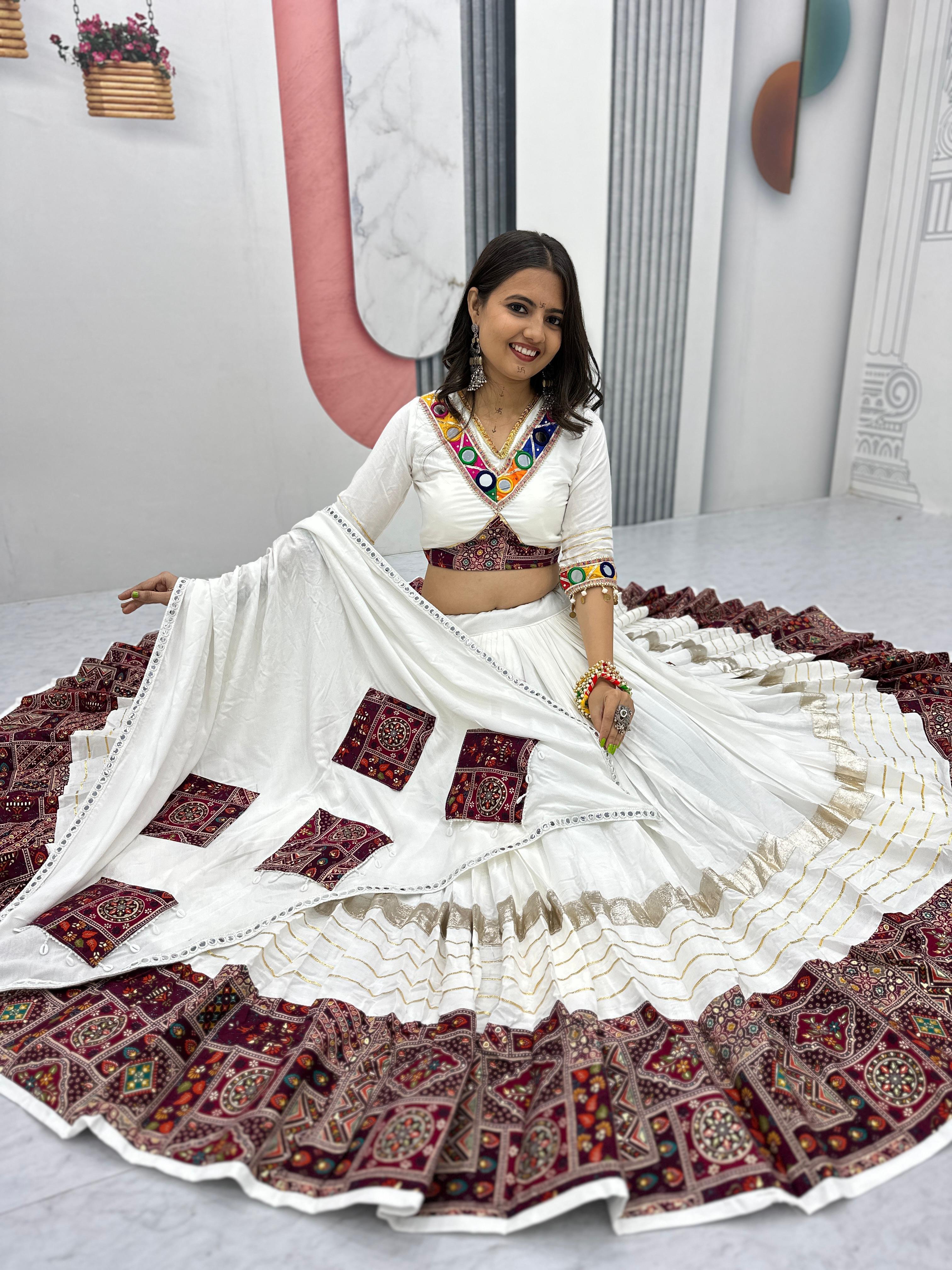 Pure Cotton Mirror Work Lehenga Choli