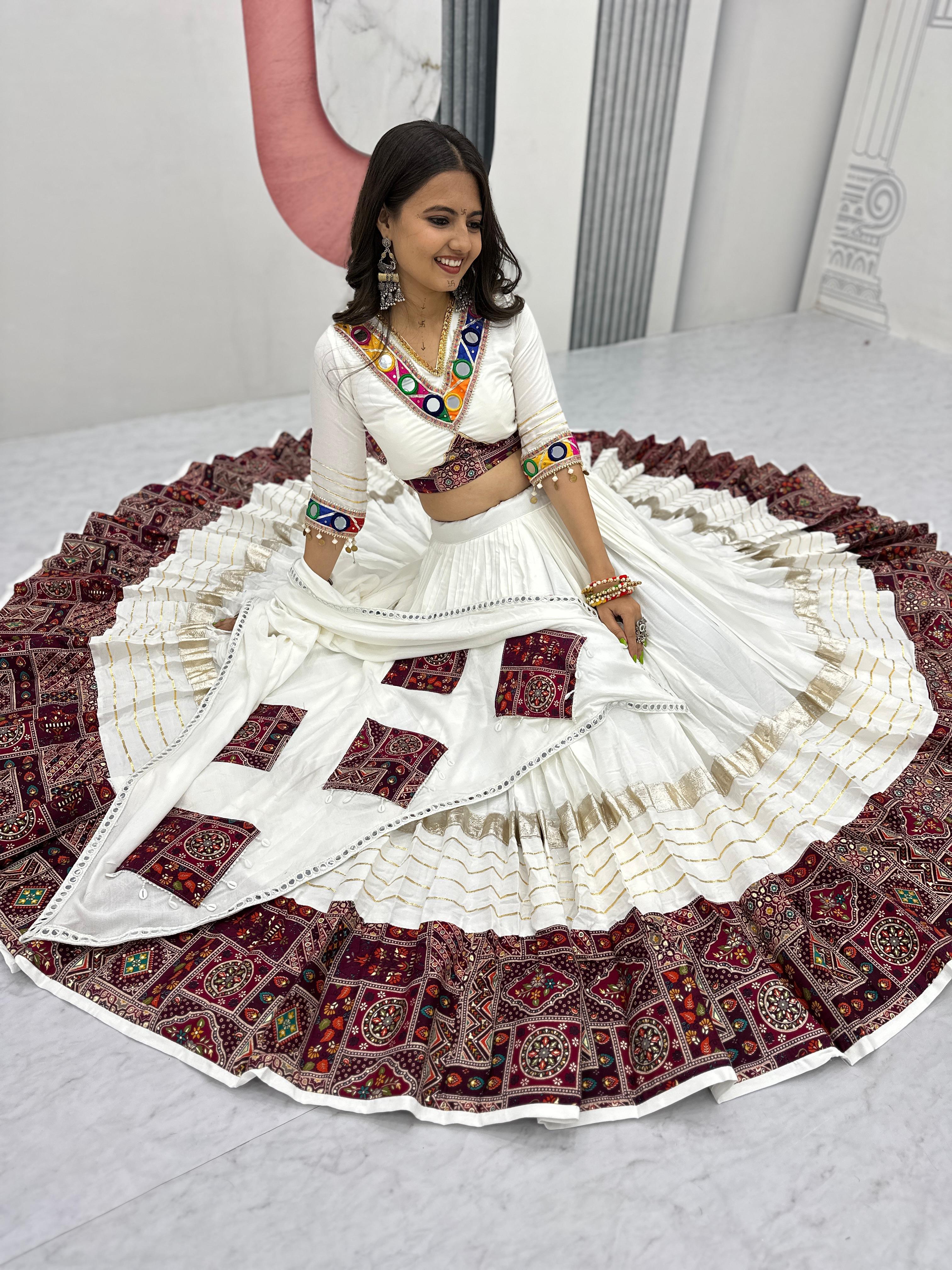 Pure Cotton Mirror Work Lehenga Choli