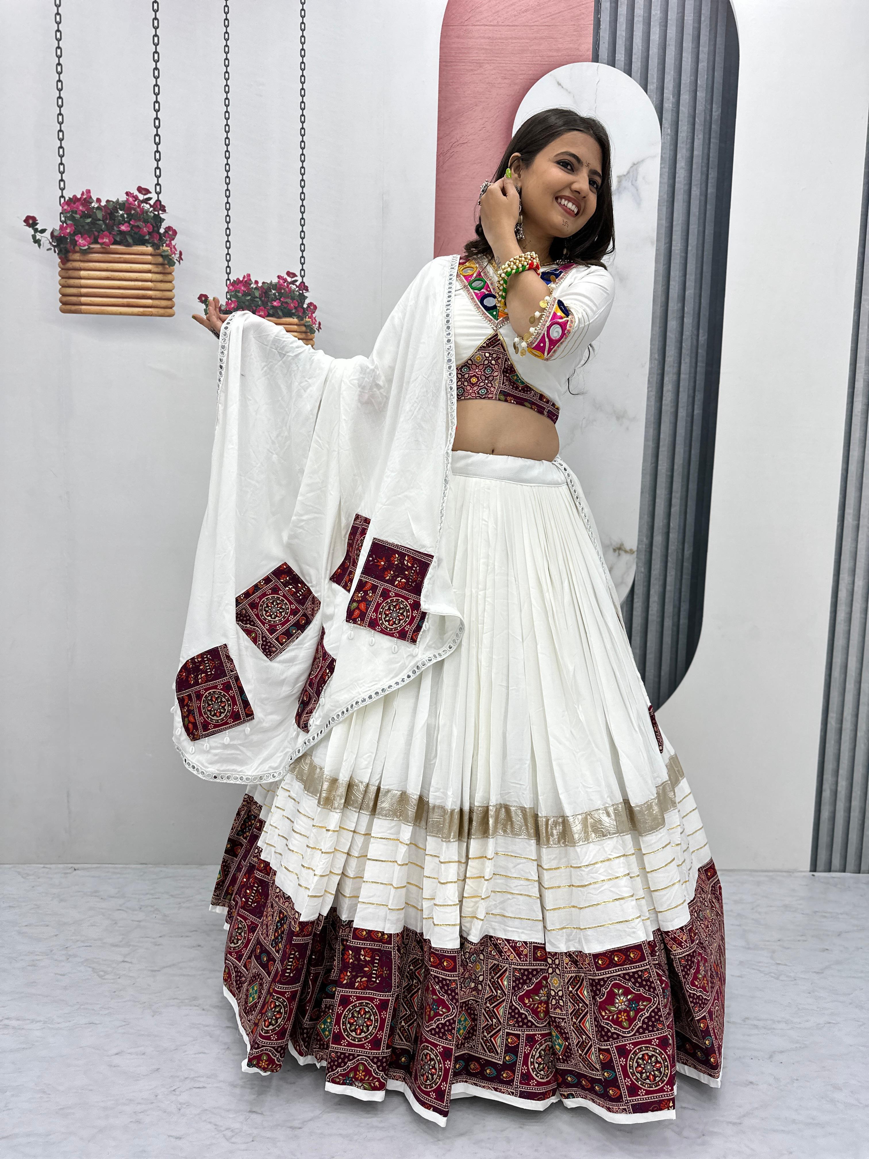Pure Cotton Mirror Work Lehenga Choli