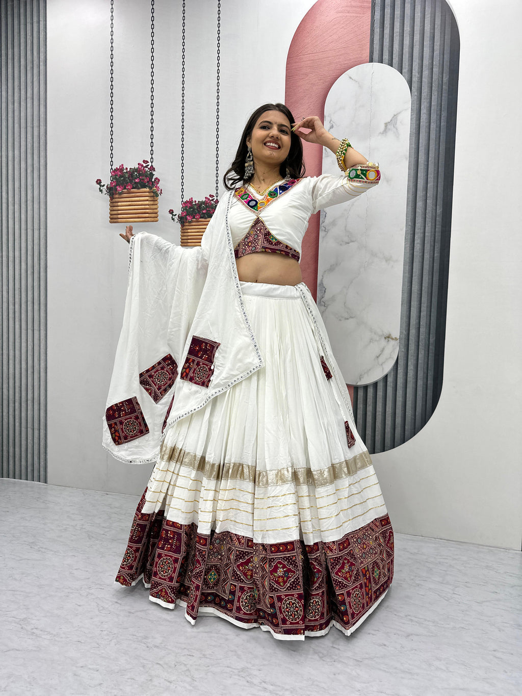 Pure Cotton Mirror Work Lehenga Choli