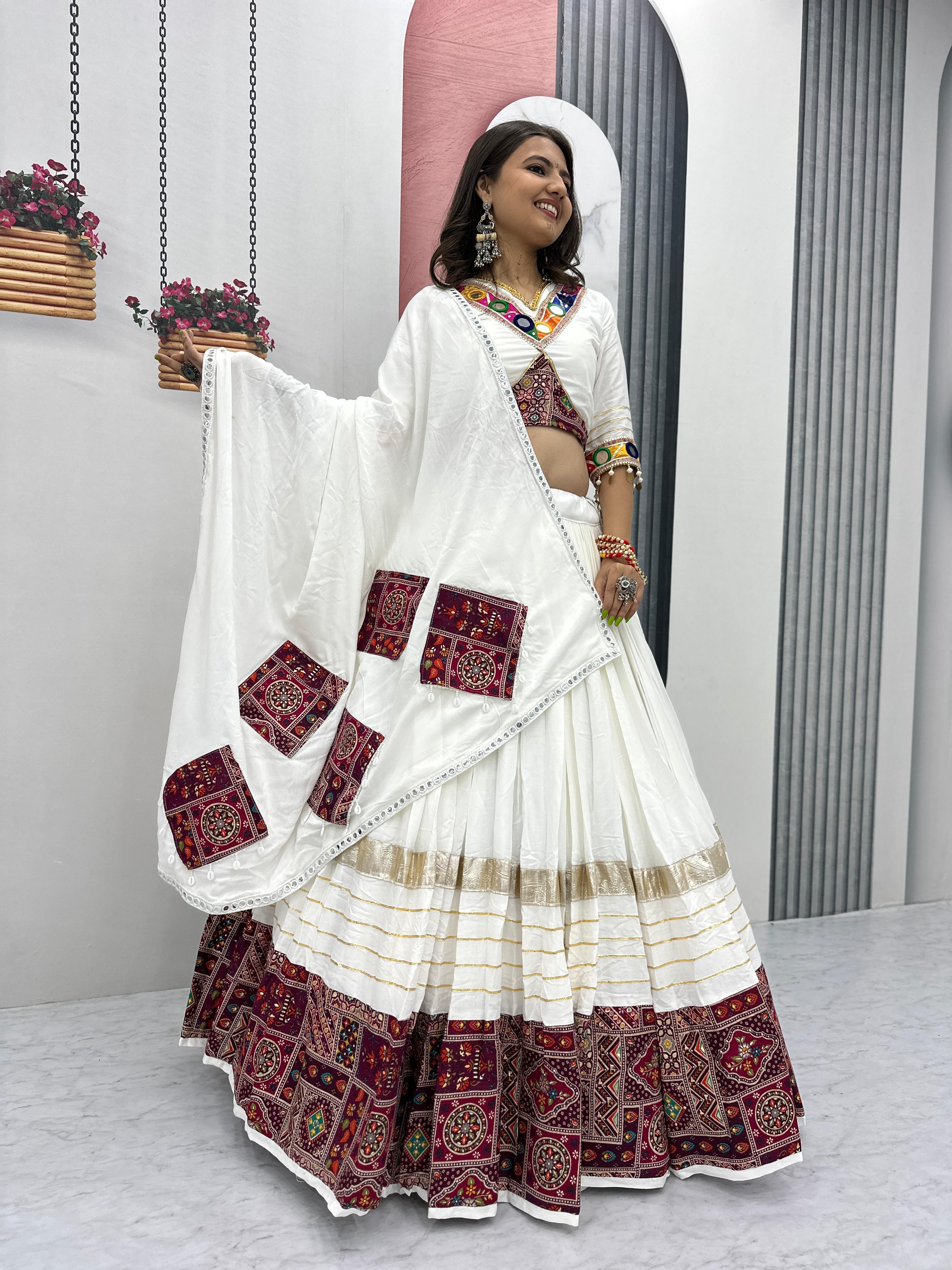 Pure Cotton Mirror Work Lehenga Choli