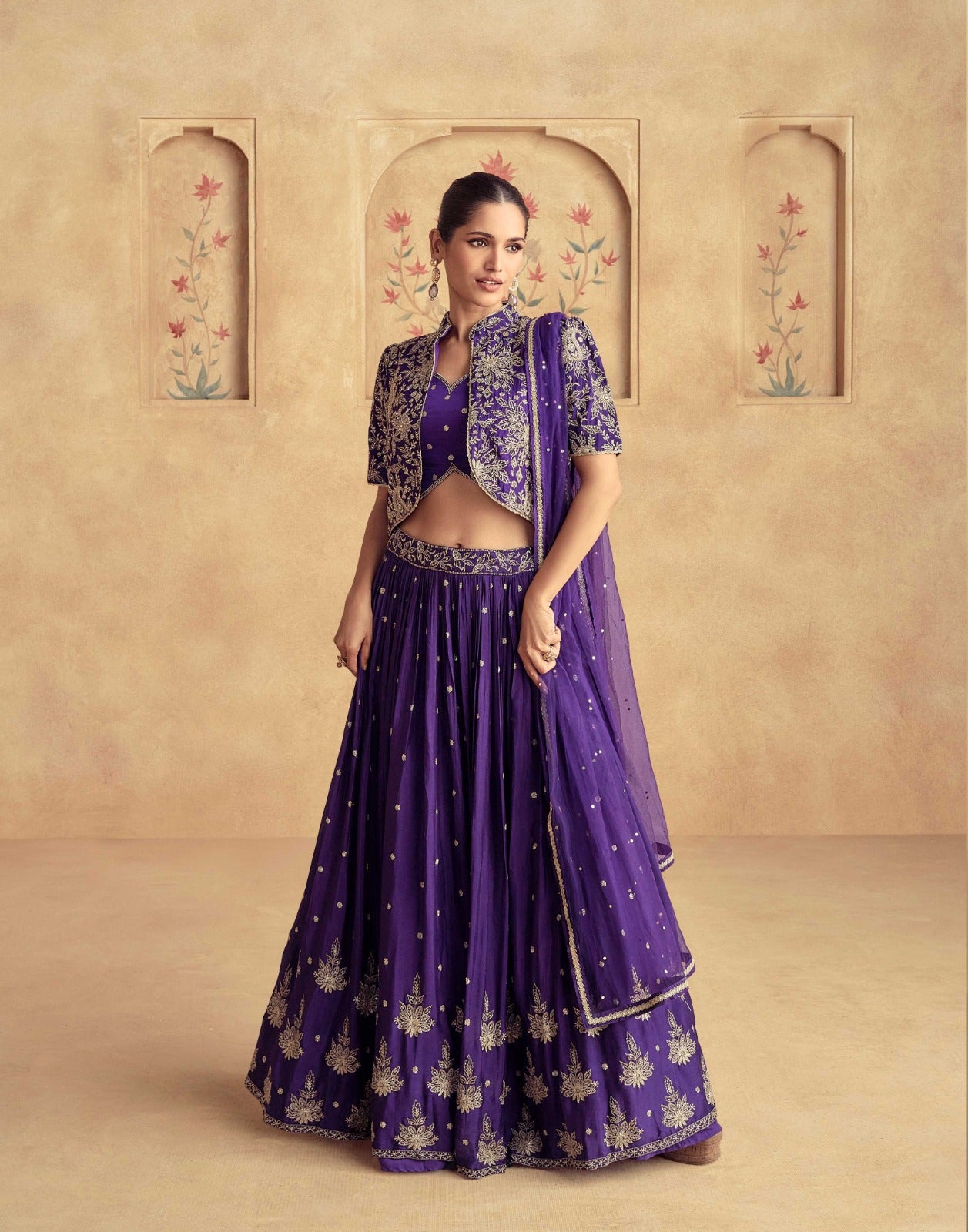 Purple Lehenga Choli With Rain Jacket