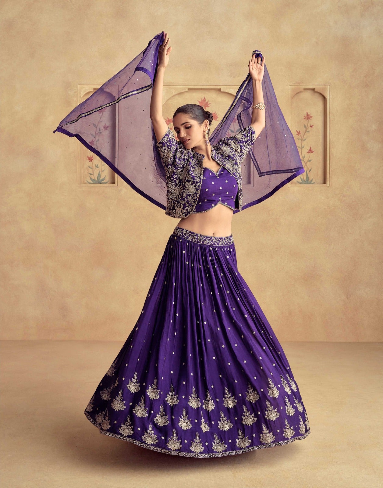 Purple Lehenga Choli With Rain Jacket