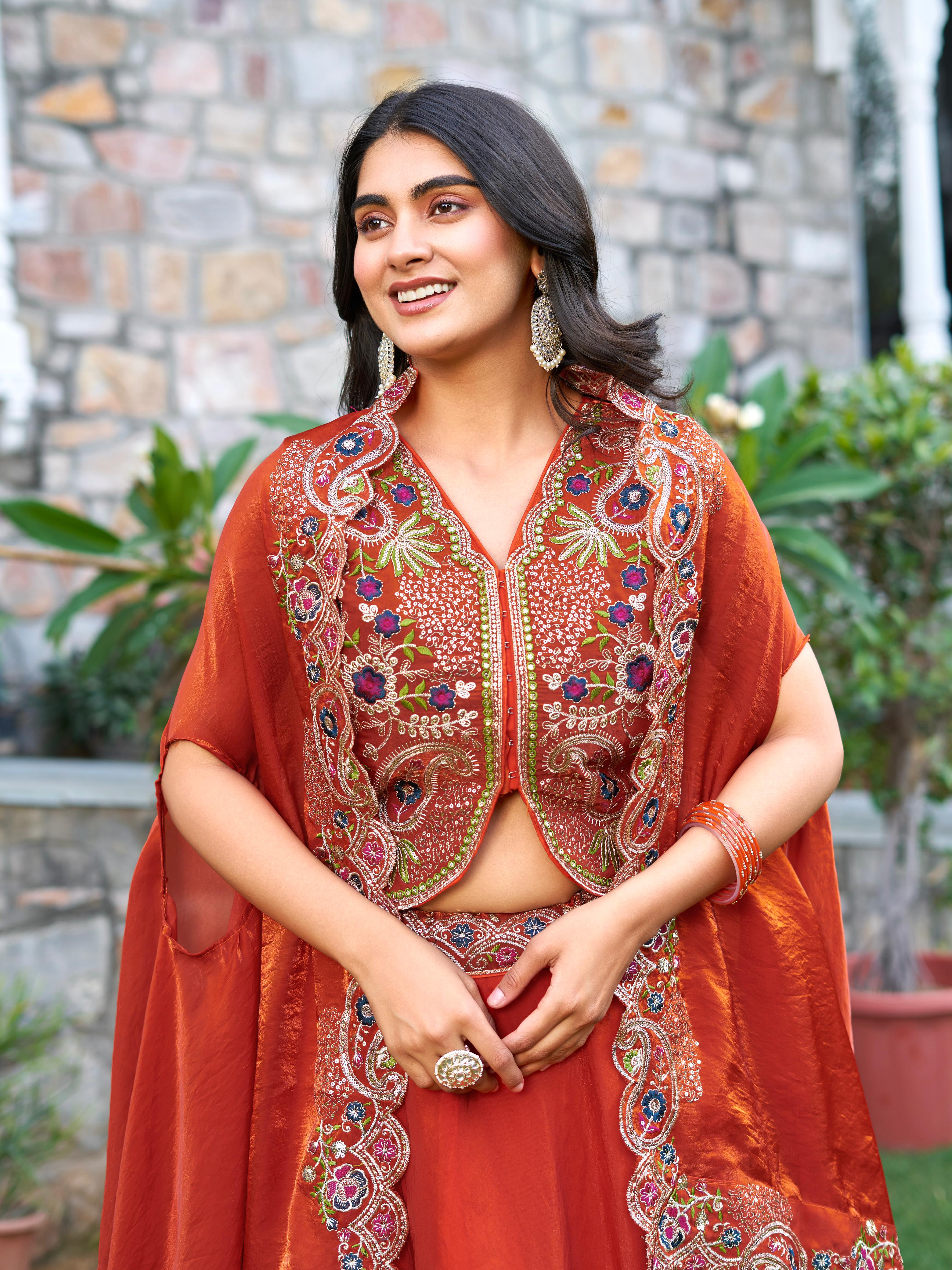 Embellished Stitched Lehenga with Jacket