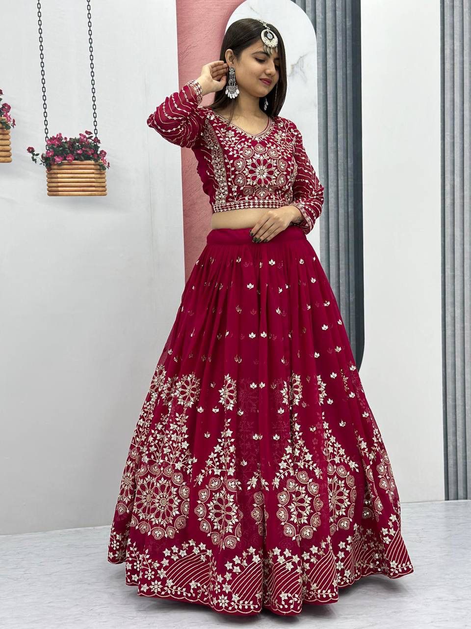 Heavy Fox Georgette Launching Embroidered Lehenga Choli