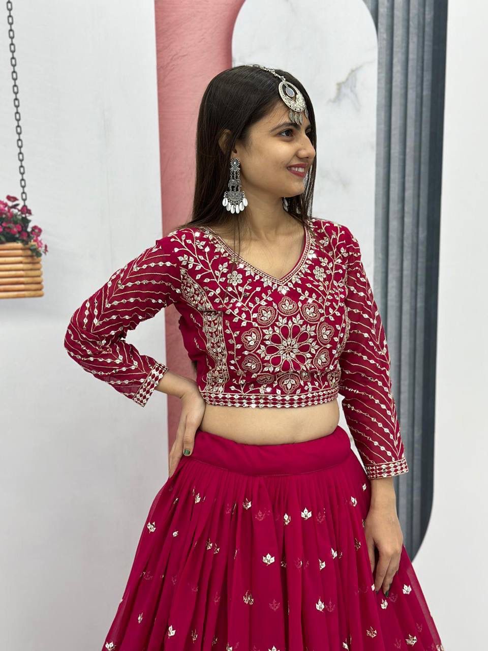 Heavy Fox Georgette Launching Embroidered Lehenga Choli