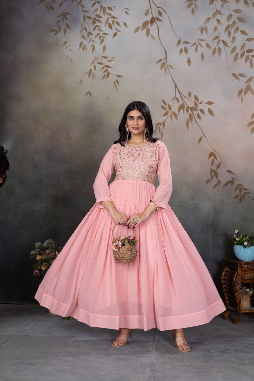 Blush Pink Embroidered Anarkali Gown