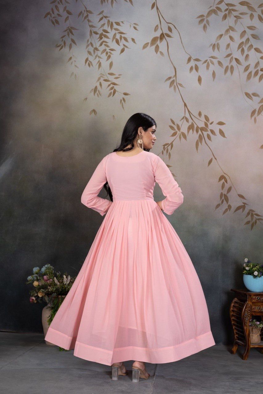 Blush Pink Embroidered Anarkali Gown