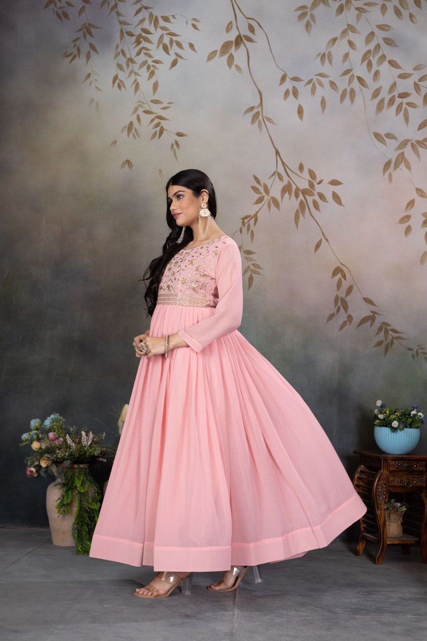 Blush Pink Embroidered Anarkali Gown
