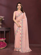 Floral Embroidered Georgette Saree