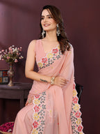 Floral Embroidered Georgette Saree