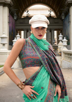 Soft Linen Cotton Minakari Saree with Blouse