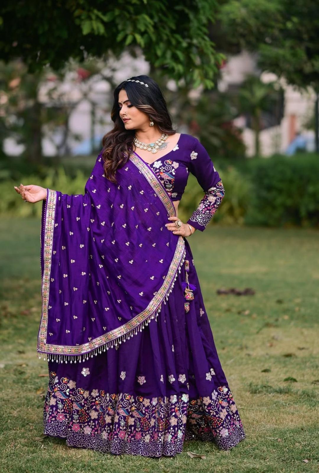 Festive Chinon Embroidered Lehenga Choli