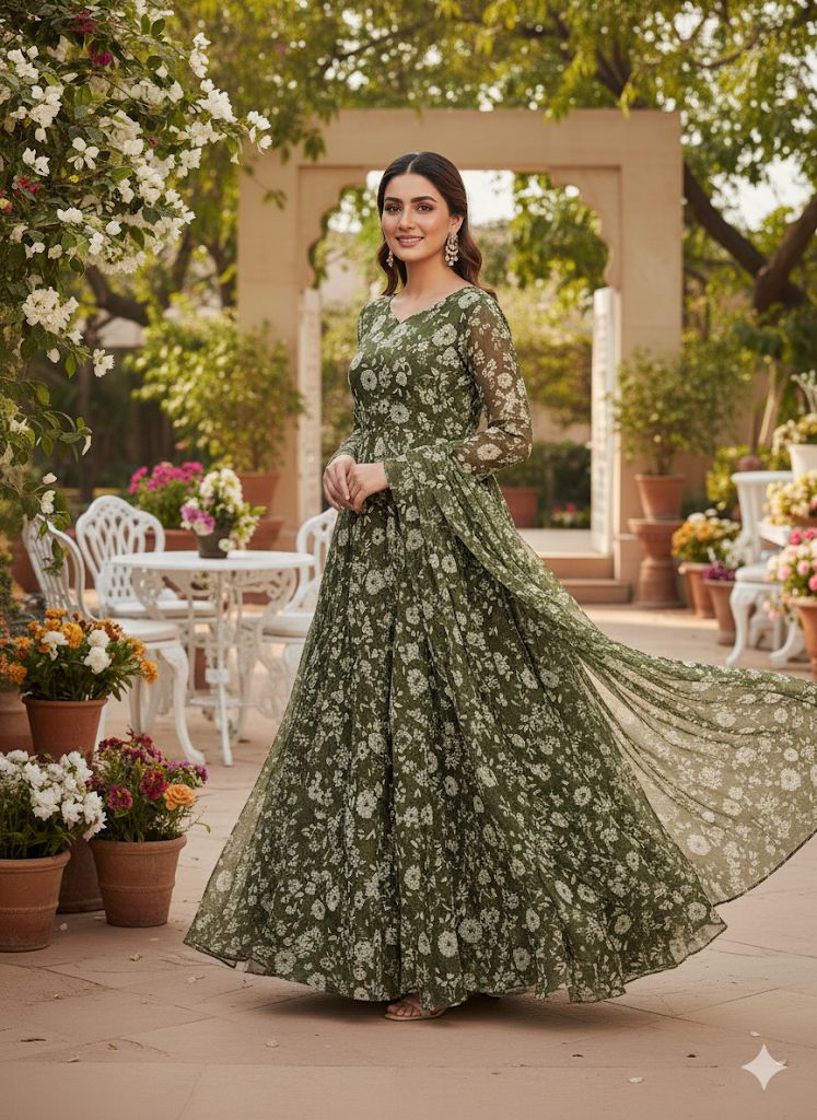 Fox Georgette Anarkali Suit Set
