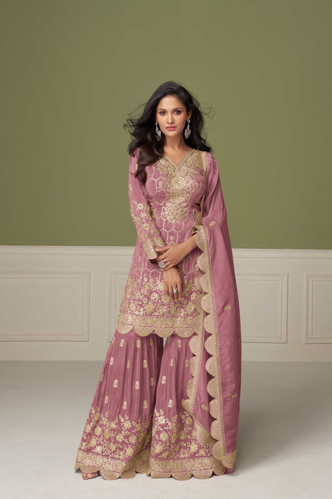 Elegant Real Simar Silk Sharara Suit