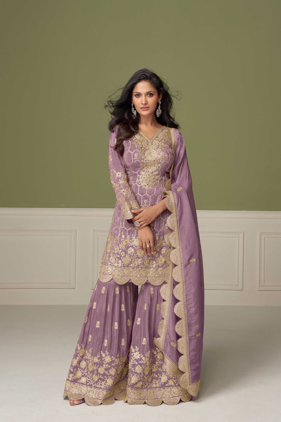 Elegant Real Simar Silk Sharara Suit