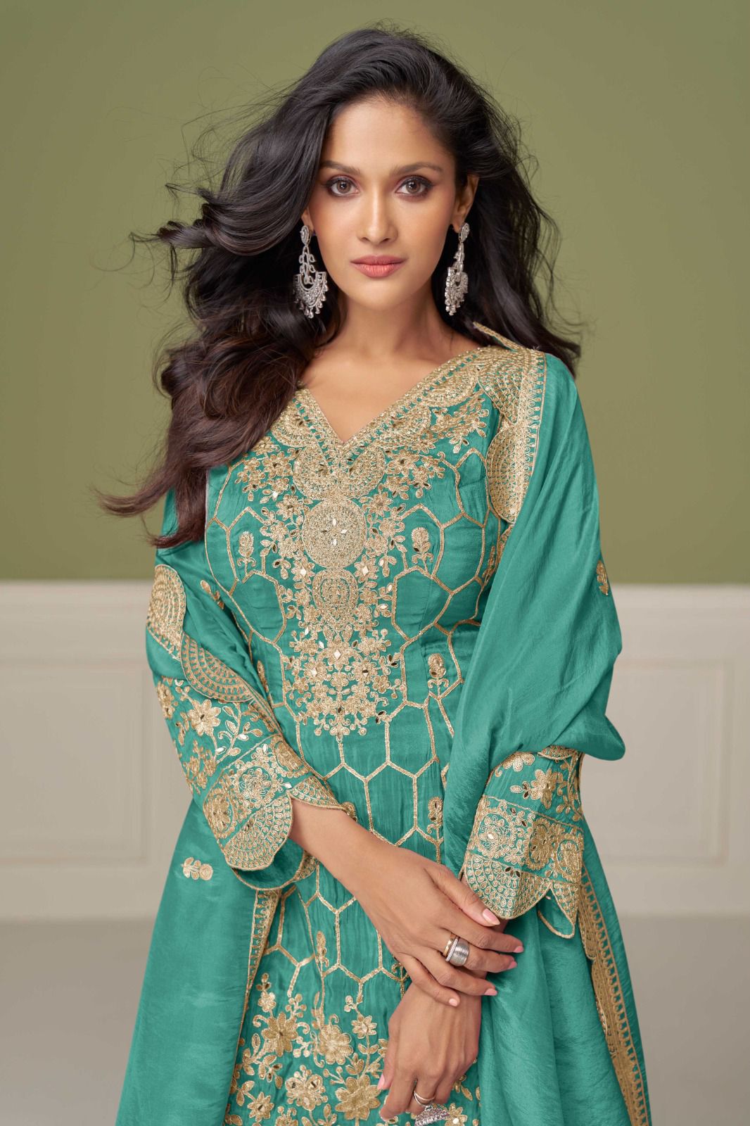 Elegant Real Simar Silk Sharara Suit