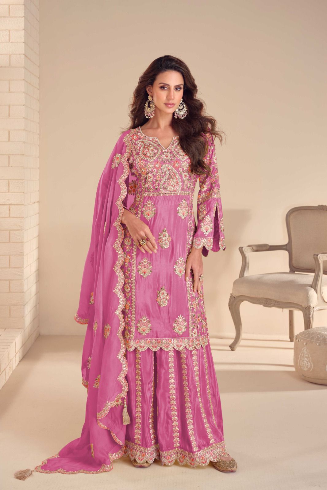 Elegant Real Simar Plazzo Set with Dupatta