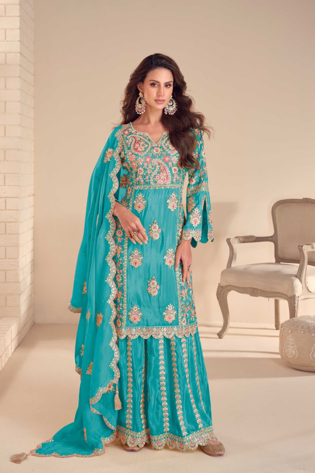 Elegant Real Simar Plazzo Set with Dupatta