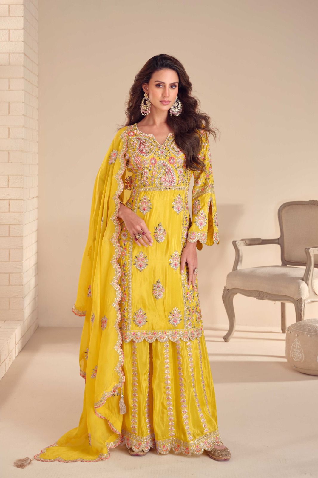 Elegant Real Simar Plazzo Set with Dupatta