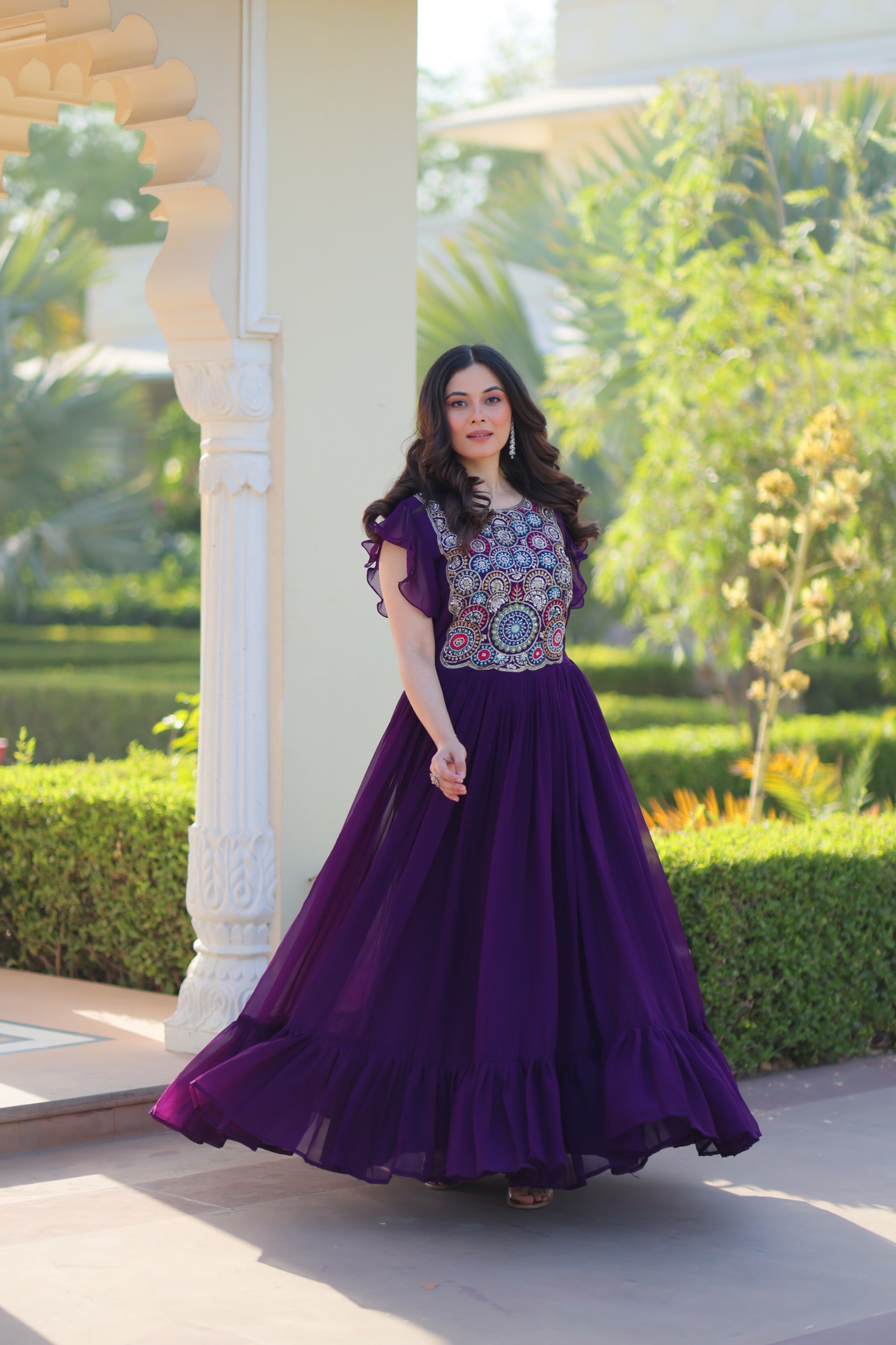 Women's Faux Blooming Embroidered Gown