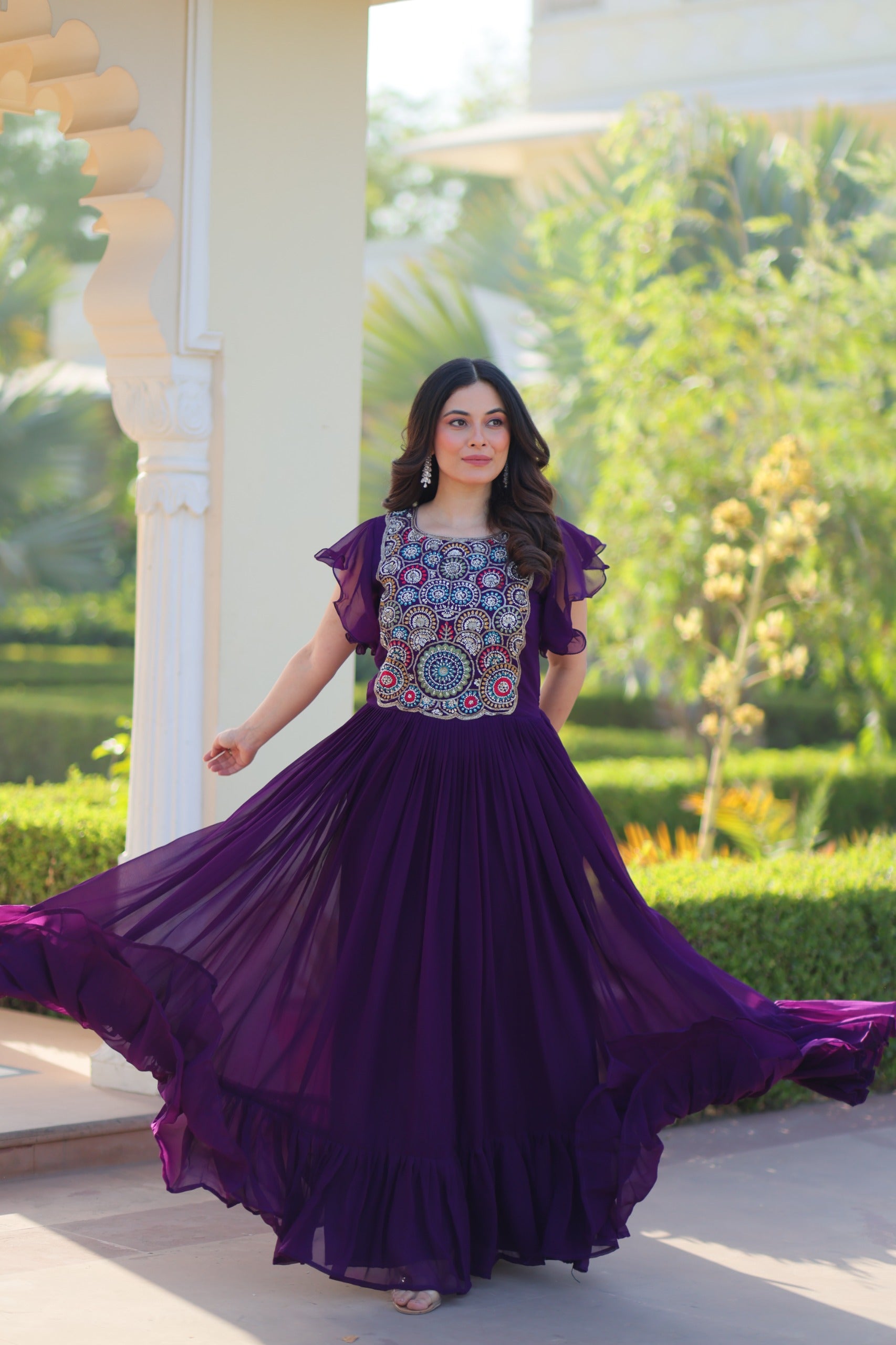 Women's Faux Blooming Embroidered Gown