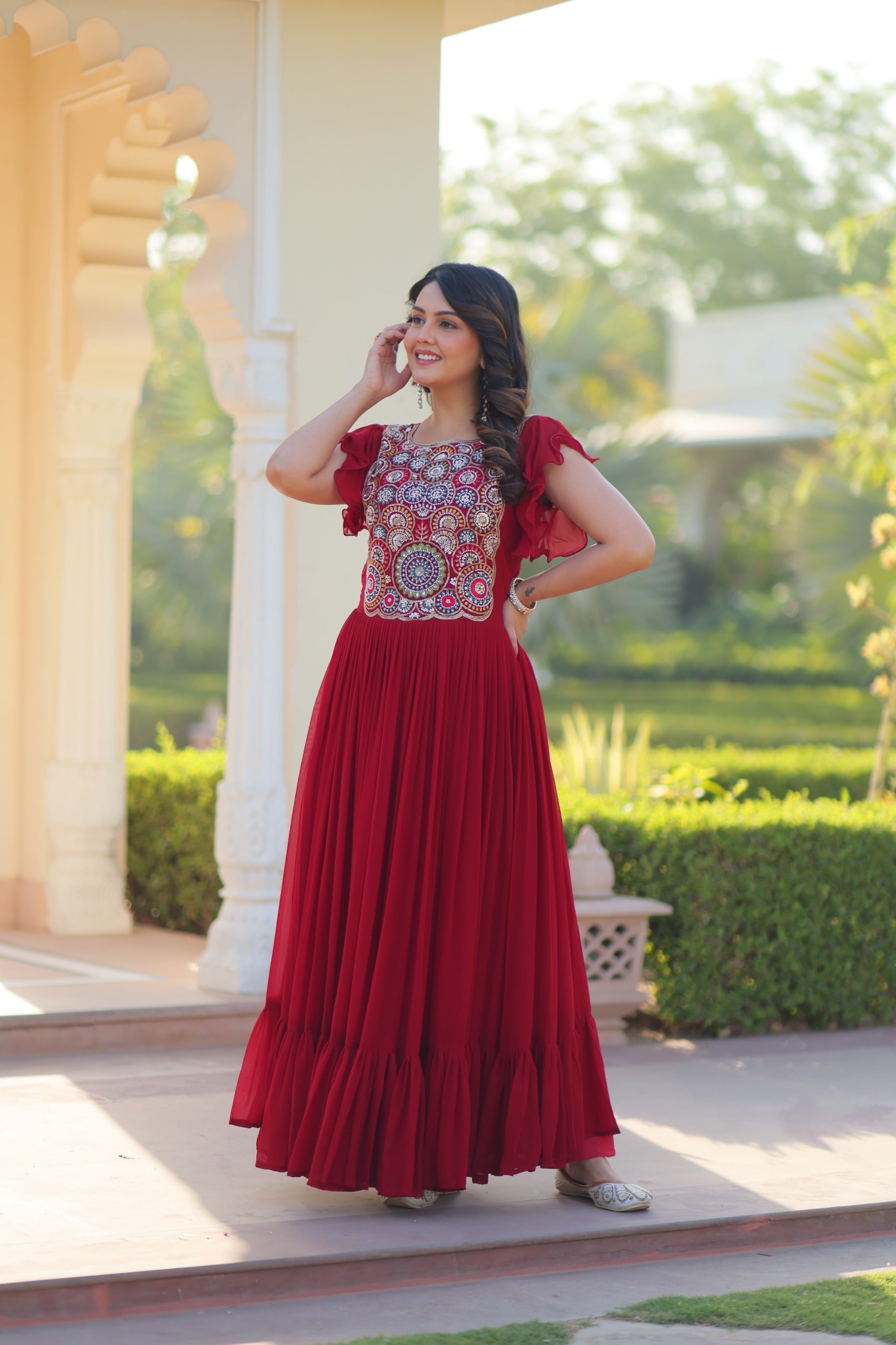 Women's Faux Blooming Embroidered Gown