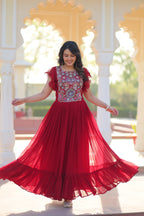 Women's Faux Blooming Embroidered Gown
