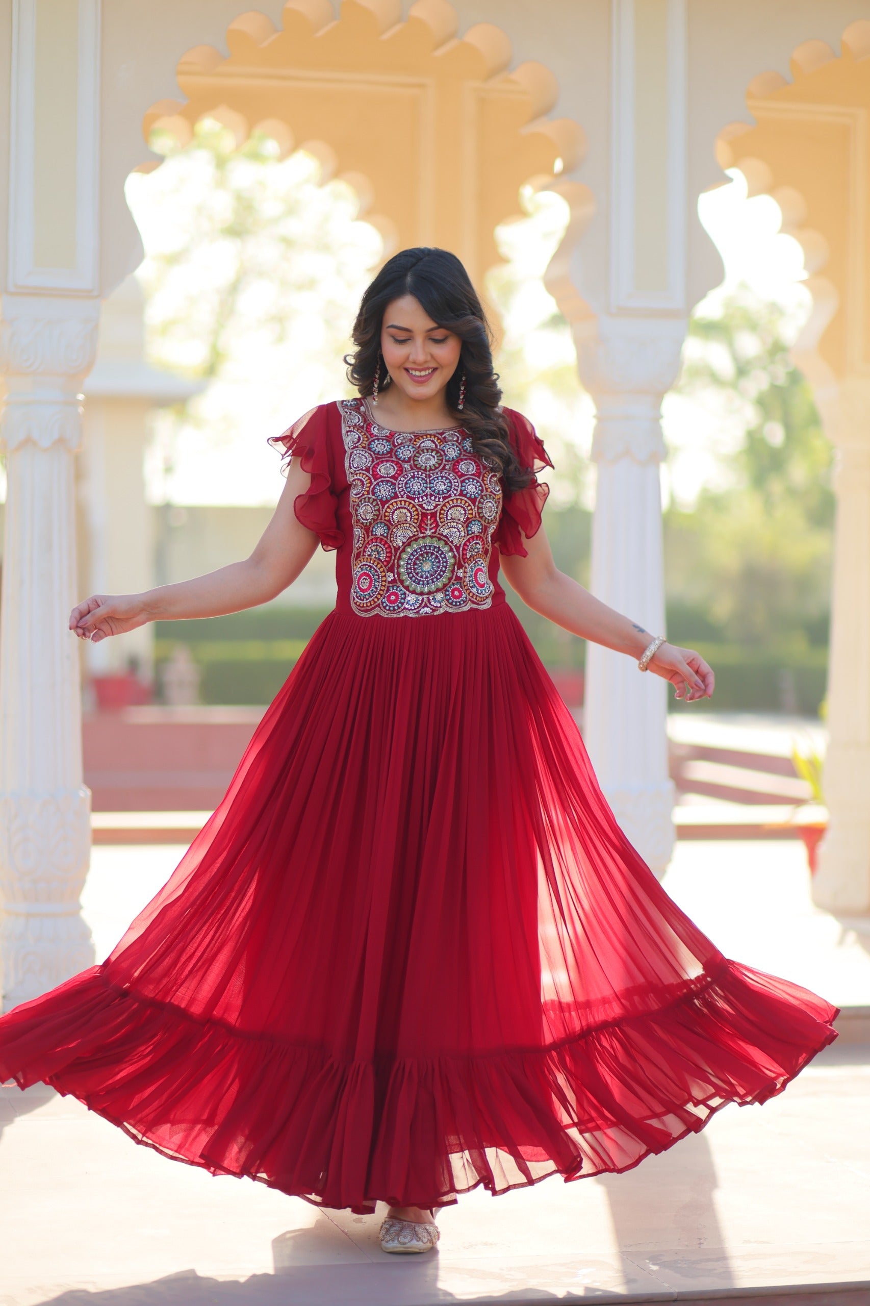 Women's Faux Blooming Embroidered Gown