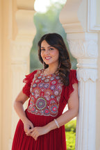 Women's Faux Blooming Embroidered Gown