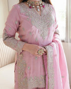Heavy Chinon Silk Top with Gharara & Dupatta