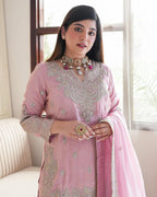Heavy Chinon Silk Top with Gharara & Dupatta