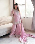 Heavy Chinon Silk Top with Gharara & Dupatta