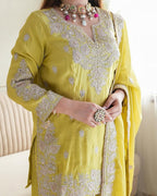 Heavy Chinon Silk Top with Gharara & Dupatta