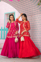 Bandhej Chinon Embroidered Lehenga Set