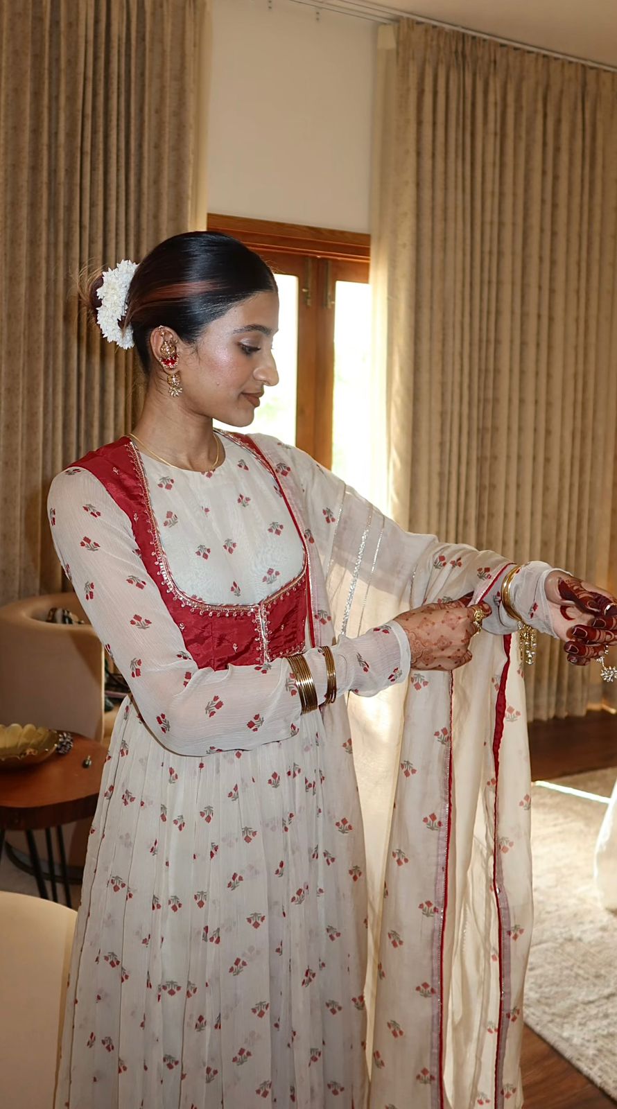 Elegant Faux Georgette Gown with Chinon Koti & Printed Dupatta